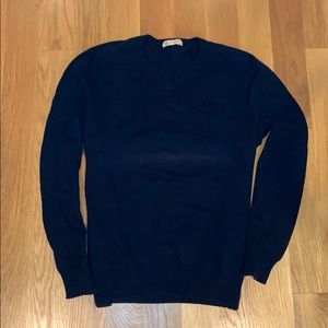 J Crew Cashmere/Cotton Blend Navy V-Neck Sweater